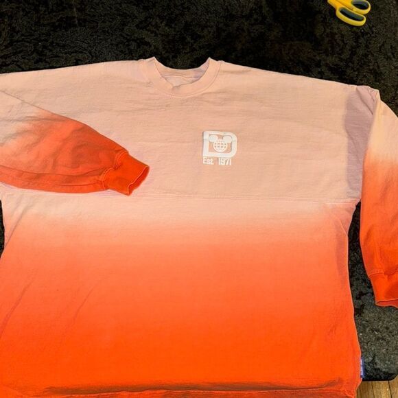 Disney Pink and Orange Ombre Spirit jersey Sweatshirt - Picture 1 of 8